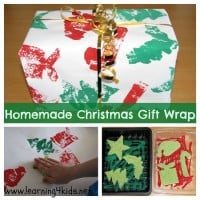 Homemade Christmas Gift Wrap Christmas Sponge Painting