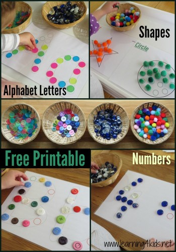 Free Printable Dot Matching Alphabet, Numbers and Shapes