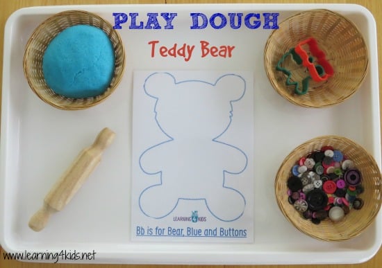 Printable Play Dough Teddy Bear Mat