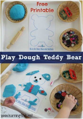 Play Dough Teddy Bear with Free Printable