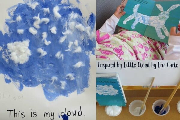 Painting Clouds on the Easel | Learning 4 Kids