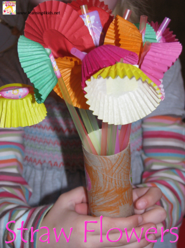 How to make straw flowers - Flower crafts for kids by Learning 4 Kids