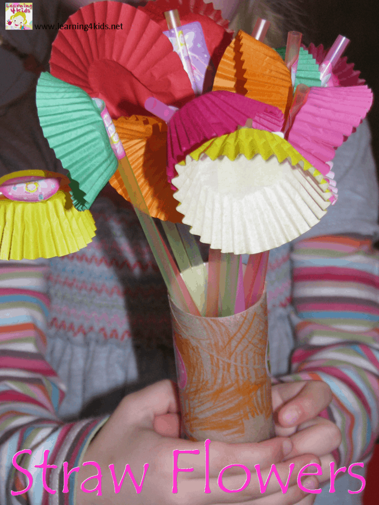 Straw-Print Flower Painting Craft