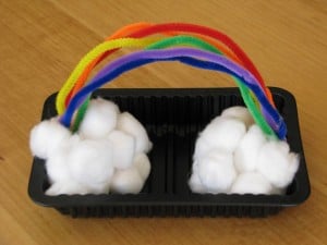 Creating a rainbow with pipe cleaners