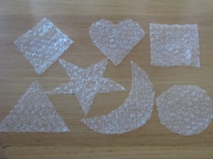 Bubble wrap cut into shapes