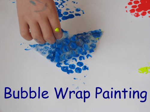 Toddler Painting with Bubble Wrap