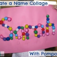 Name Activity for kids- create a name collage with pompoms