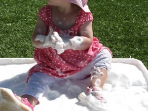 Messy Play with fluffy snow
