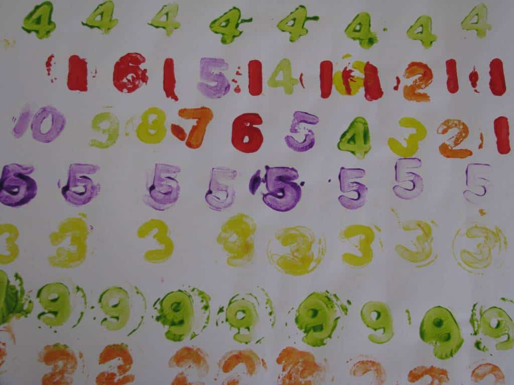 Painting with Homemade Number Stamps