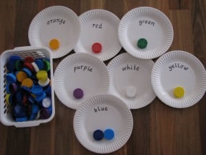 Sorting Coloured Bottle Tops2