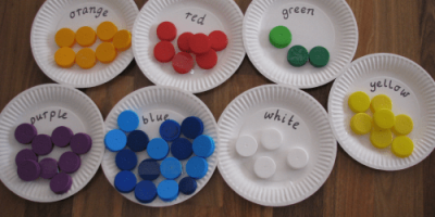 Sorting colours with bottle tops