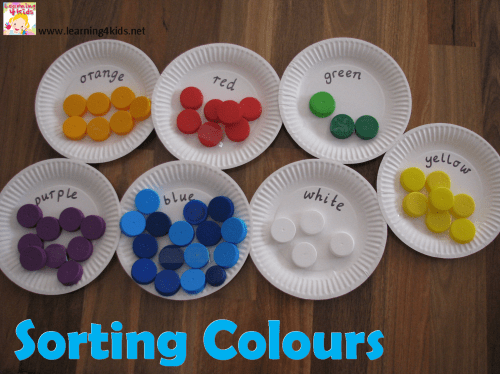 Sorting colours with bottle tops