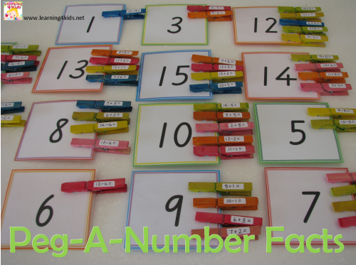 Peg-a-Number Facts 1 Fun maths games for kids