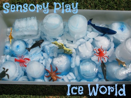 Sensory Play - Ice World Using ice for sensory play for preschoolers and toddlers