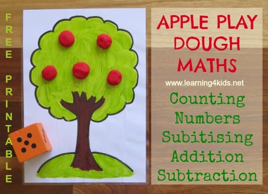 Apple theme play dough maths activity