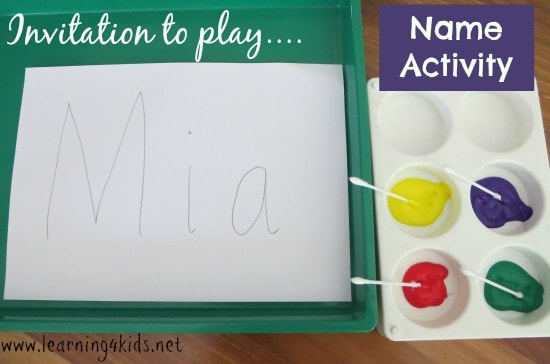 Invitation to play name dot painting - learning4kids