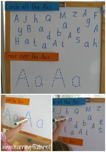 Letter A Activities for Preschoolers and Kindergarten using the whiteboard