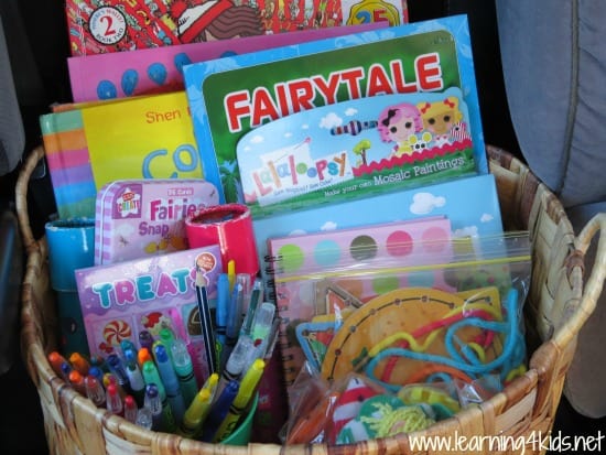 Busy Basket of Activities for Kids on a Road Trip