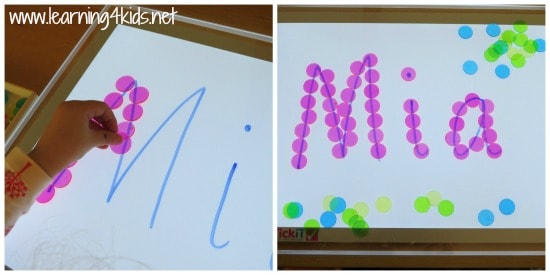 Light Table Name Activity and Fine Motor