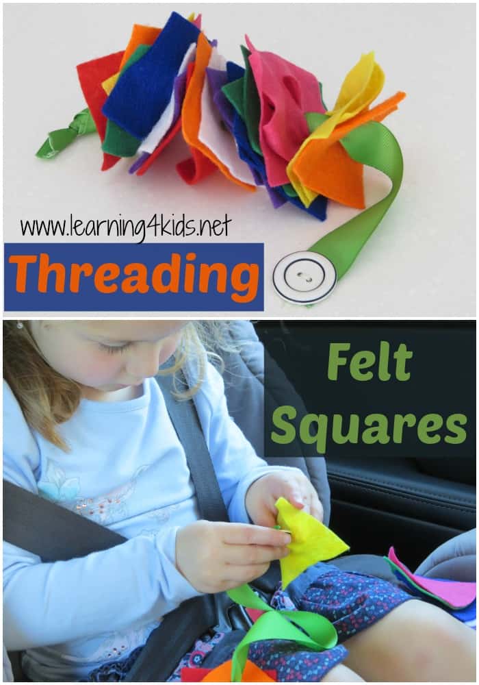 Threading felt squares