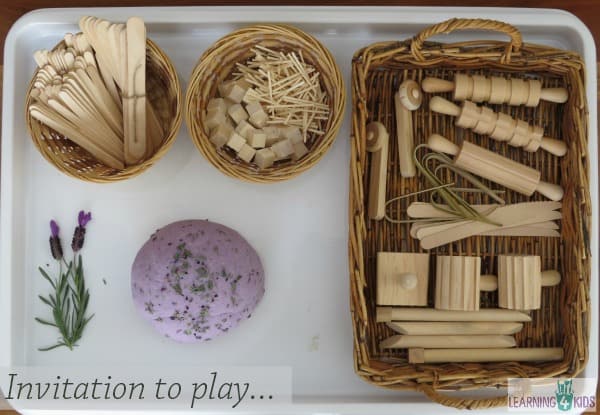 Invitation to play lavender play dough