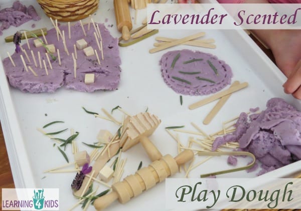 Lavender Play Dough Wooden Tool Set