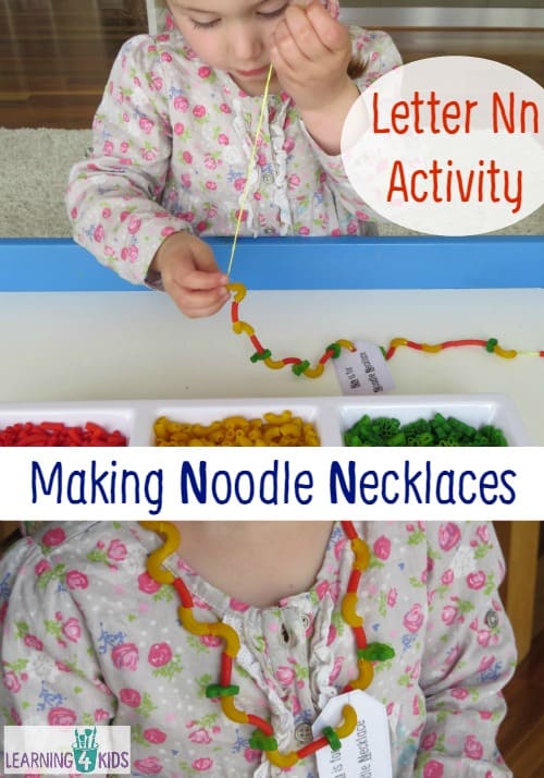 Letter N Activity - Making Noodle Necklaces
