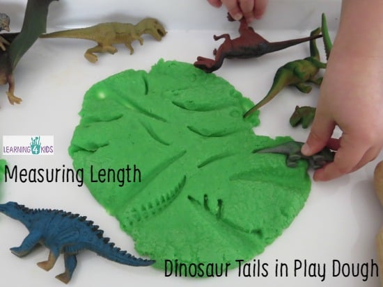 Measuring Length Dinosaur Tails in Play Dough