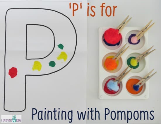 P is for Painting with Pompoms