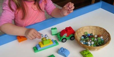 Invitation to play with Lego Duplo and Marbles