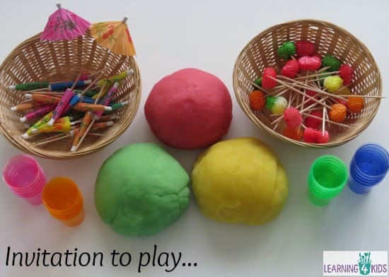 Invitation to play with summer scented play dough and props