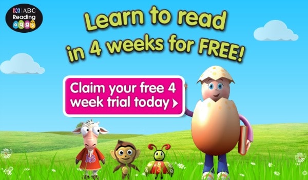 4 Weeks free trial with ABC Reading Eggs online reading program