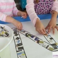 Making a letter n collage with newspaper - learning the letter n