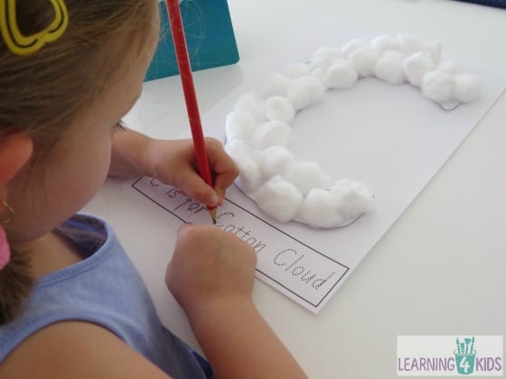 Learning to write using dotted letters by learning 4 kids