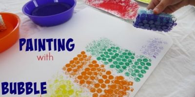 Painting Activity using bubble wrapped blocks by learning 4 kids