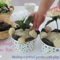 Play Dough Flower Pots- Making a potted garden with play dough