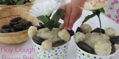 Play Dough Flower Pots- Making a potted garden with play dough