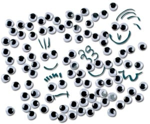 Black Wiggle Eyes Assorted Pack of 300 Sizes