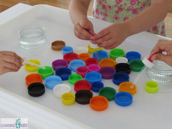 Activity ideas for children of a range of ages - water play with eye droppers