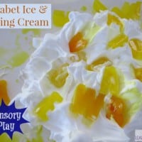 Alphabet Ice and Shaving Cream, sesnory play by learning 4 kids