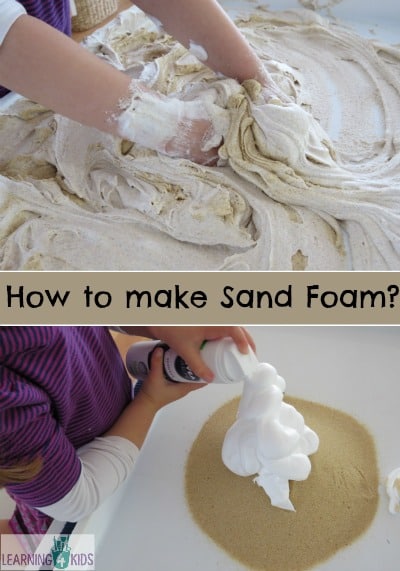 How to make sand foam for sensory play by learning 4 kids