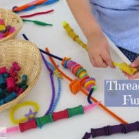 Threading Fun Activities for Kids using spools, buttons and pipe cleaners by learning 4 kids