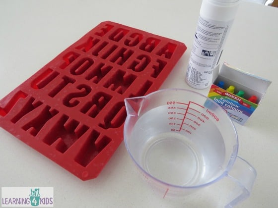 What you will need to make alphabet ic and shaving cream sensory play activity
