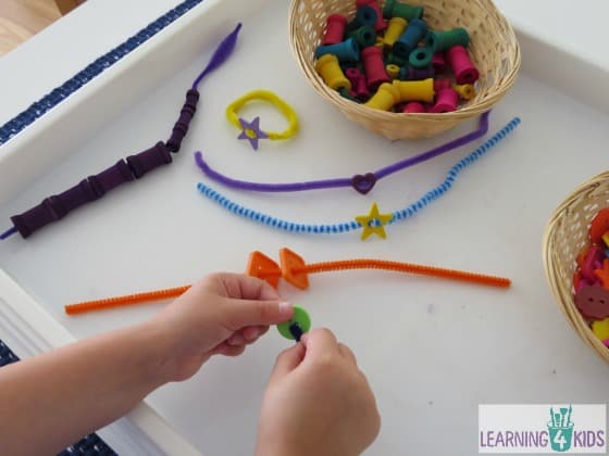 creative play threading activity for kids
