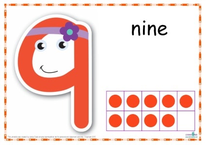 Number 9 Printable Play Dough Mat