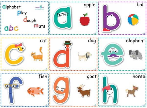Alphabet Play Dough Mats Standard Print | Learning 4 Kids