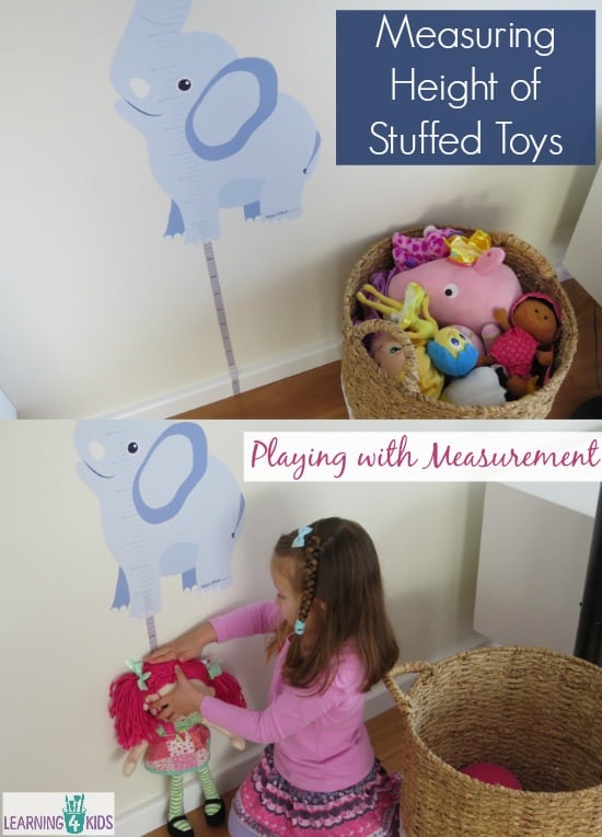 Measruing Height of Stuffed Toys - playing with measurment