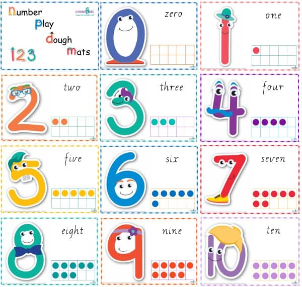 Number Play Dough Mats Cursive Print Learning 4 Kids