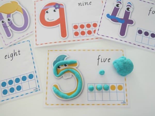 Number play dough mats with 10s frame for 1to1 correspondence