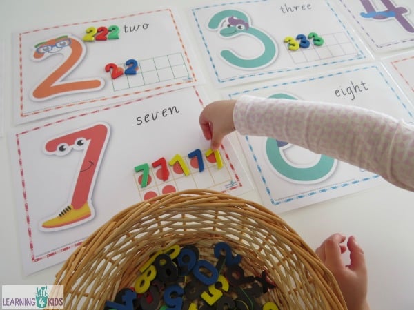 Number sort activity with tens frame